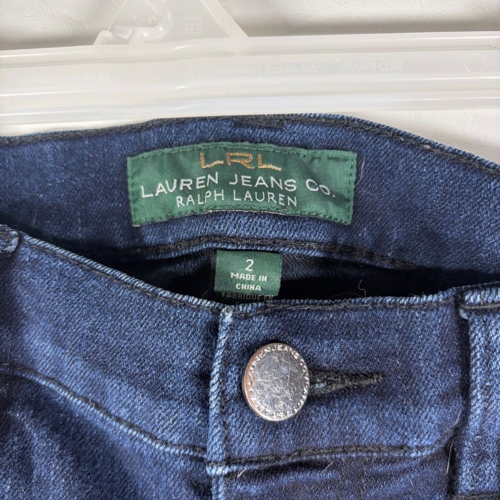 Lauren Ralph Lauren Ankle Zip Straight Leg Jeans Dark Wash Indigo Stretch Size 2 - Picture 6 of 14
